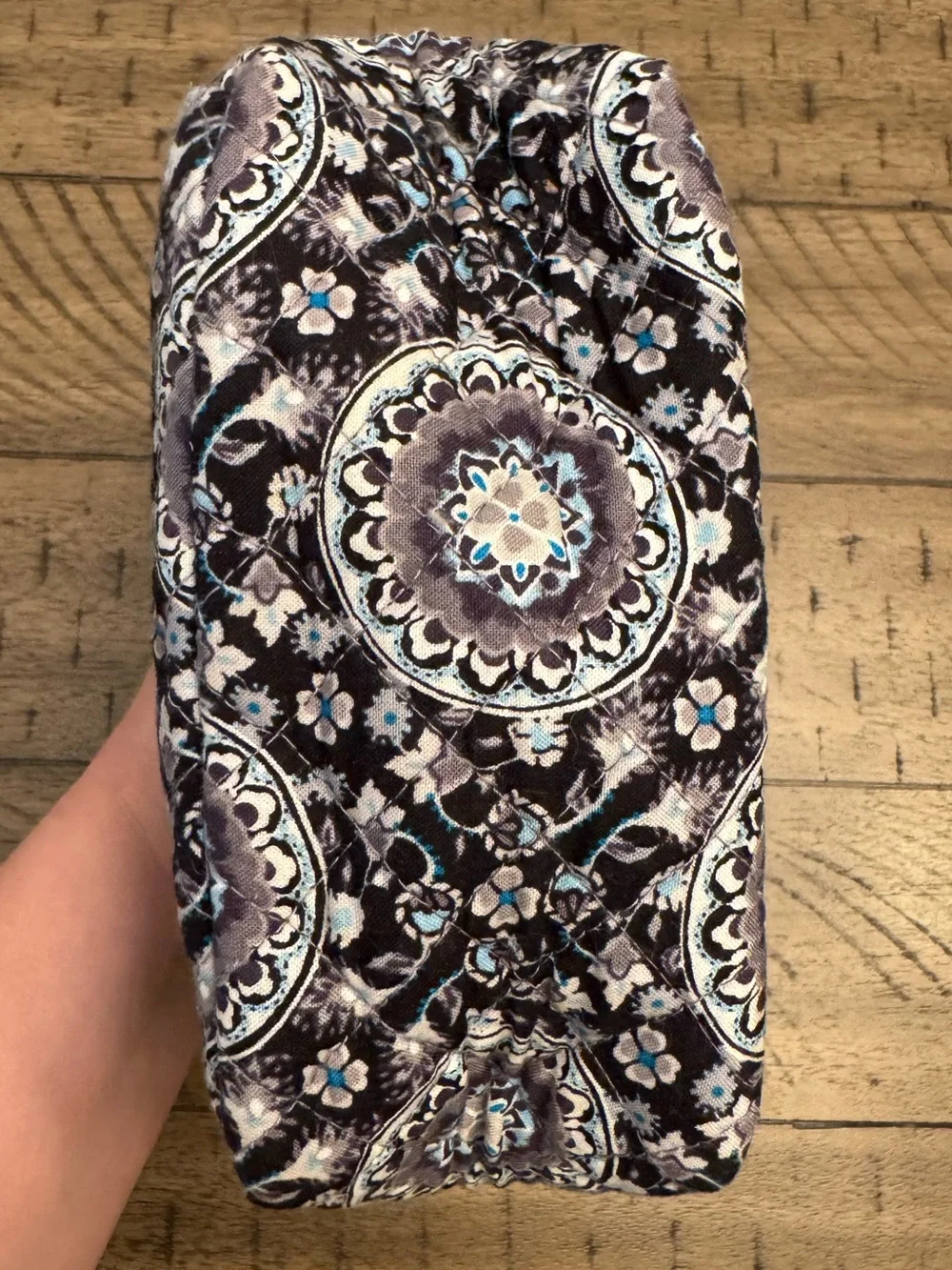 VERA BRADLEY Charcoal Medallion Retired Print Small Makeup Pouch Bag, Lined